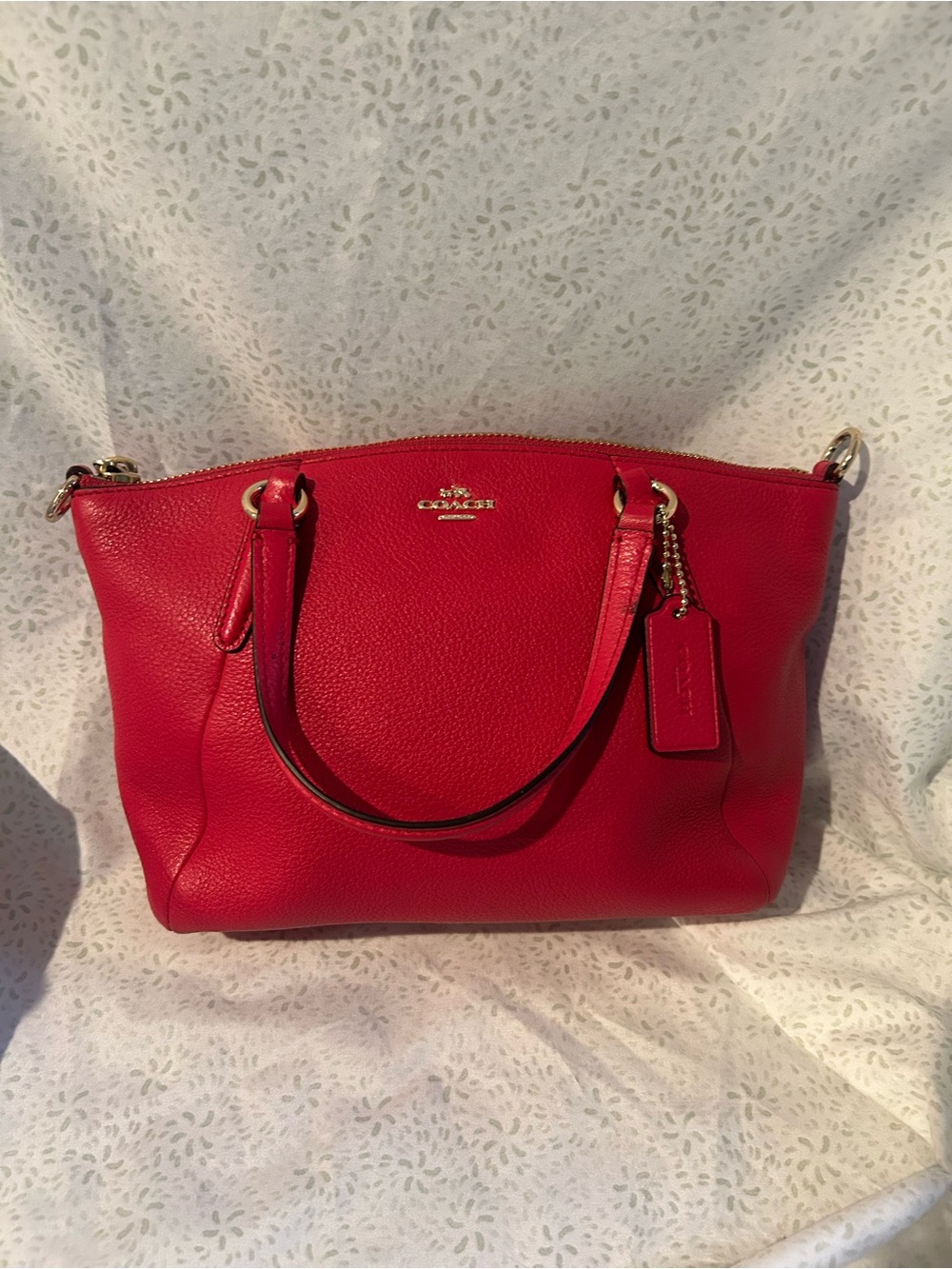 Coach Red Leather Shoulder Bag with Gold Hardware
